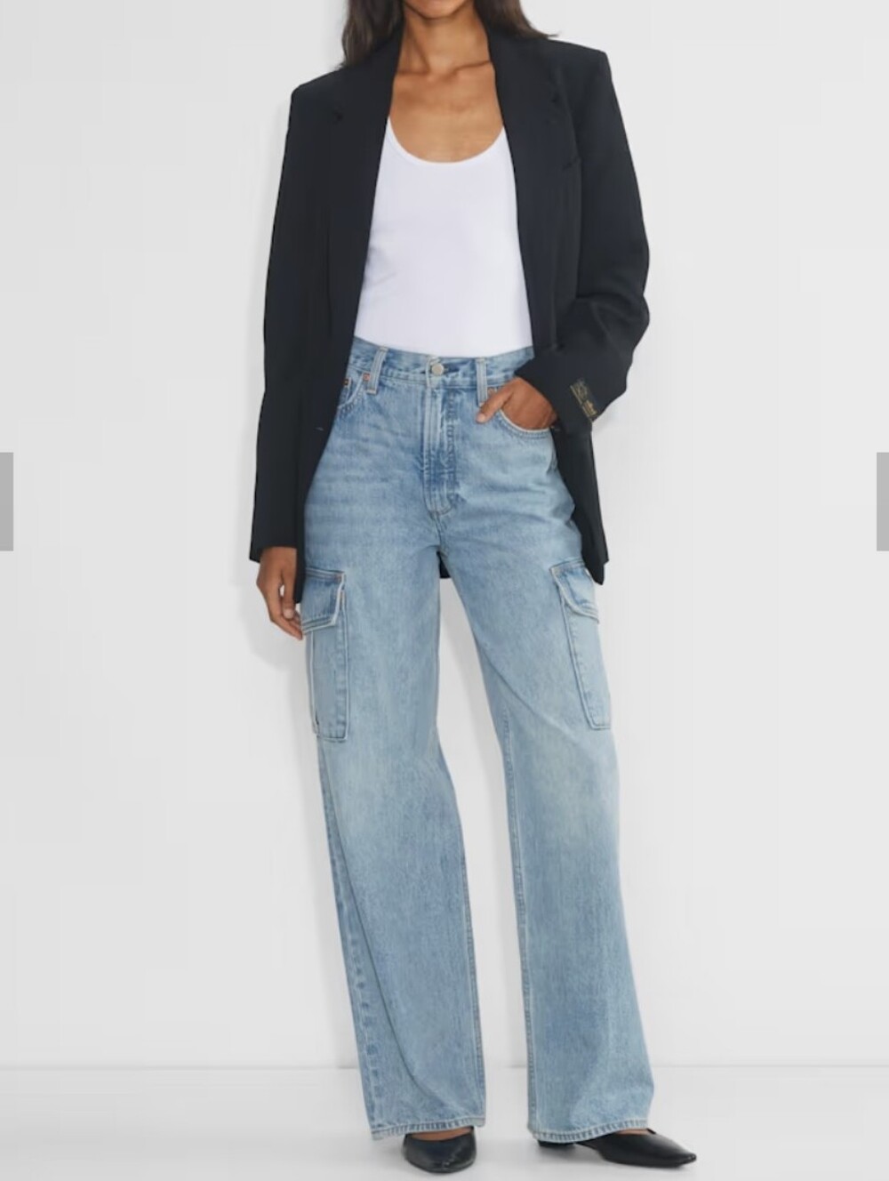 Aritzia Denim Forum Farrah‎ Hi Rise Wide Leg Cargo Jeans Size 31 - Picture 2 of 16